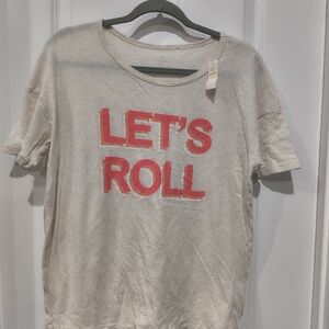 NWT Aerie Beige Graphic T-Shirt with Red Print